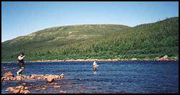 Flyfishing in Labradorian river Pinware