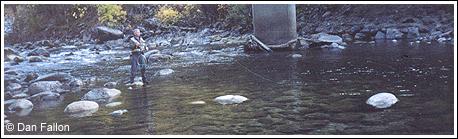 Dan Fallon under "Foresta Bridge"  Merced river, Yosemite Park