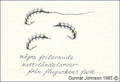 Frilevande nattsländelarver, imitationer