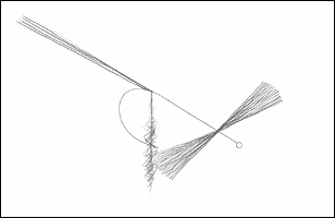 Tie in organza fibers as spent wing, secure well with thread.