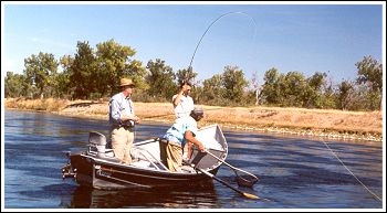 Drift boat fishing at Big Horn river